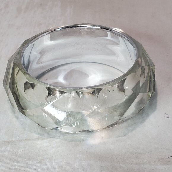 Bijou chunky, clear faceted Lucite bangle - Picture 1 of 6
